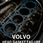 Volvo D13 engine head gasket close-up showing gasket surface and coolant leakage – article on symptoms, causes, and repair solutions