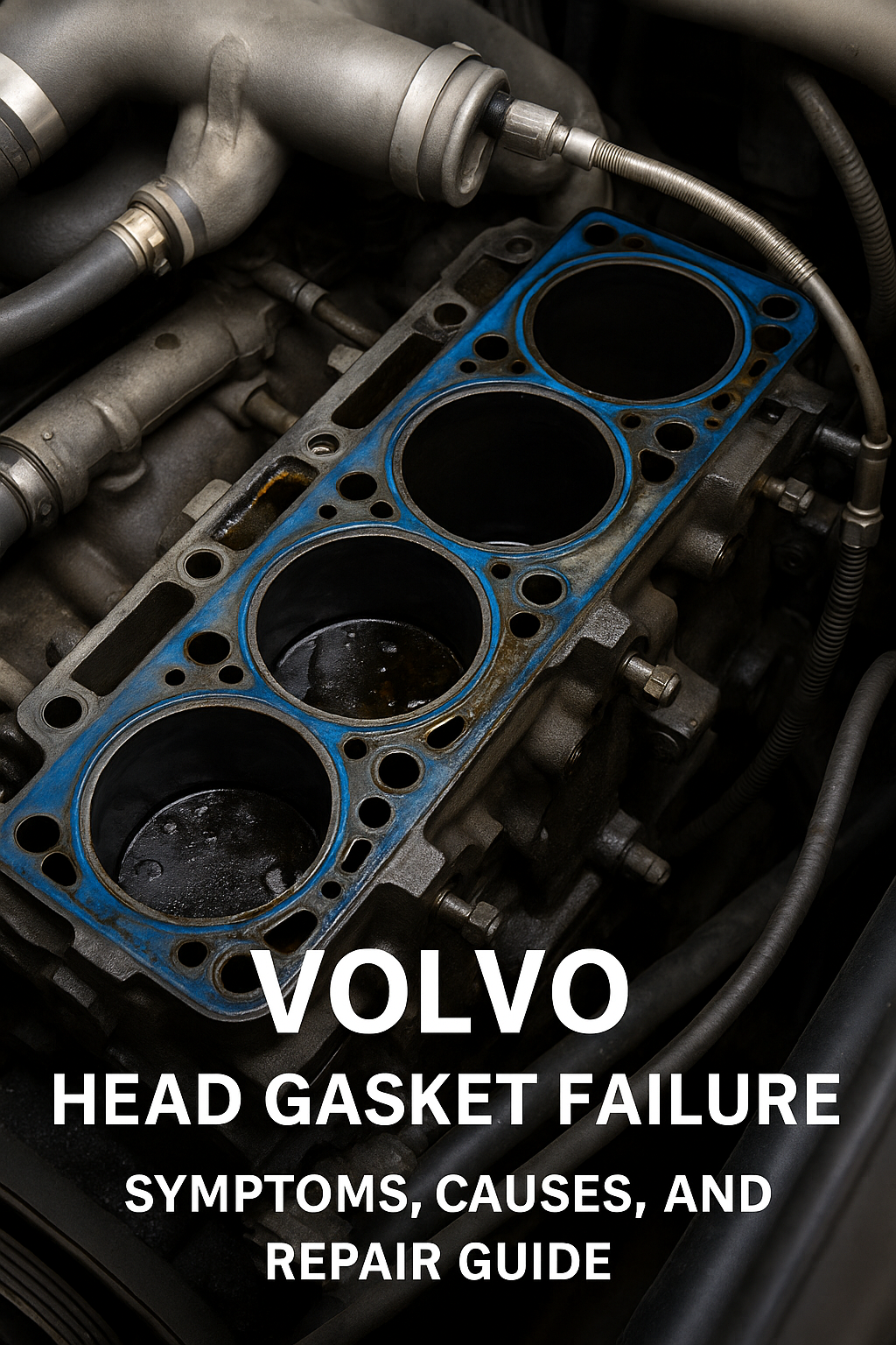 Volvo D13 engine head gasket close-up showing gasket surface and coolant leakage – article on symptoms, causes, and repair solutions
