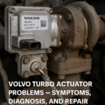 Volvo turbo actuator close-up on D13 engine – common failure symptoms, diagnosis, and repair solutions
